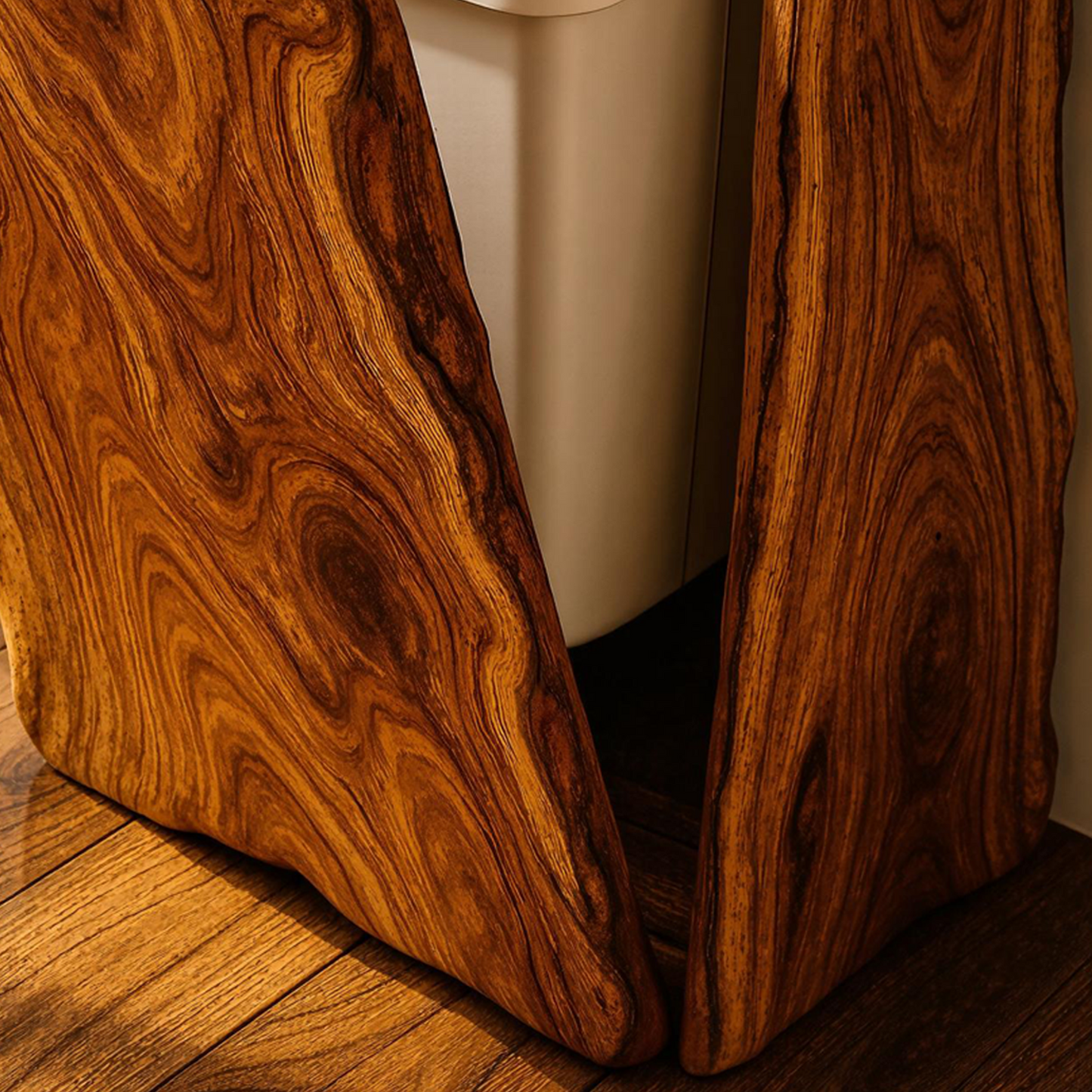 Mid-century wooden tilt‑out trash can cabinet for home decor with hidden bin and refined wood finish-3